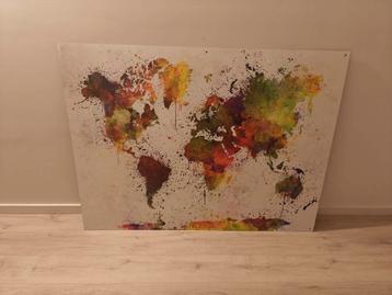 Grote metalen wereldkaart print - 160x120cm