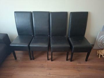 4 zwarte nepleer eetkamer stoelen