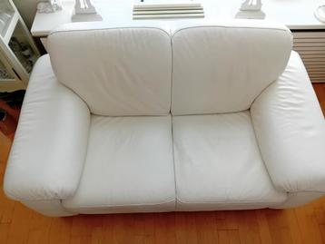 Wit leren bankstel Twee & Drie zits bank