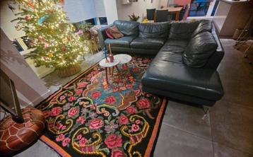 Leren groene hoekbank