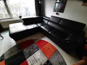 Zwartleren bankstel 2.90 bij 2.40