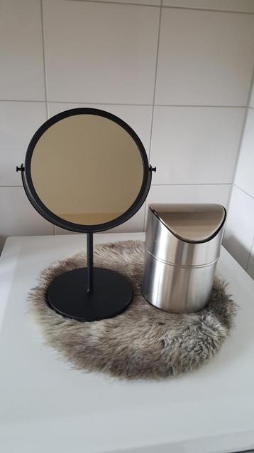 Make-up spiegel & RVS prullenbakje