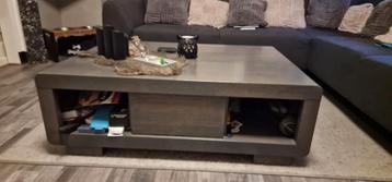 Overschilderde tafel met lade - 112x80 cm