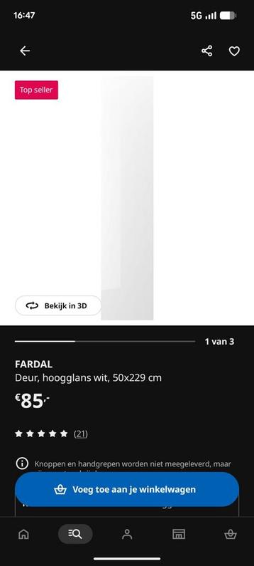 4x deur Fardal voor Pax kast