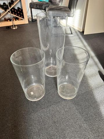 Set van 3 glazen vazen - divers formaat