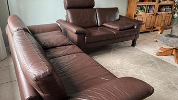 Leren bankstel: 2-zits en 3-zits - Bruin, gratis ophalen