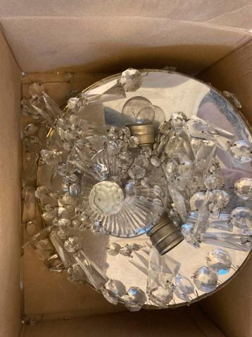 Plafonniere kroonluchter glazen lamp v. onderdelen/reparatie