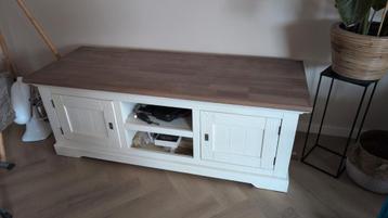 Tv meubel wit met bruin houtnerf - 150cm