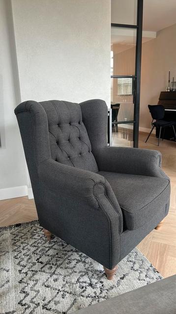 Fauteuil stoel brocant antraciet grijs