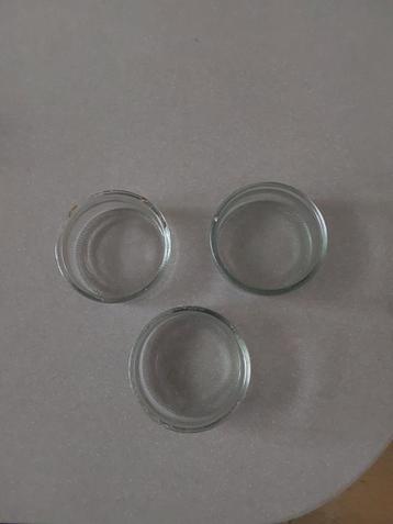 3 Glazen Schaaltjes - Toetje, Crème Brûlée, Theezakjes