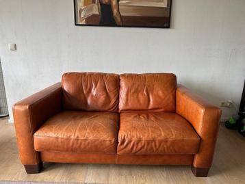 Gratis 2-zits leren bank in goede staat – zelf ophalen