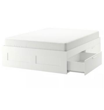 BRIMNES Bedframe met opberglades - Wit