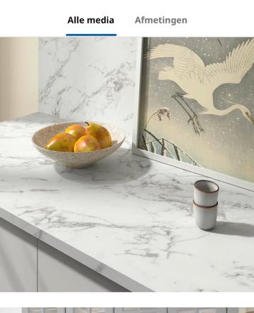 Ikea EKBACKEN Werkblad Wit Marmer - Reststukken