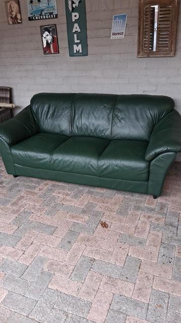 GRATIS ! Ophalen Groene lederen driezitsbank