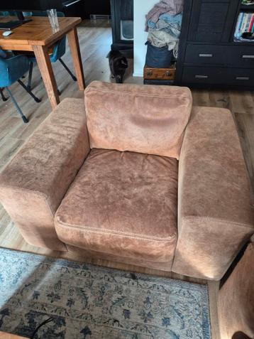 GRATIS - Cognac Buffelleer 3- persoons Bank + Stoel