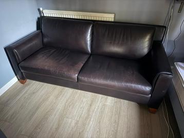 Bruine leren bank - Tweezitter