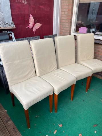 5 Creme leren stoelen - Gratis af te halen!