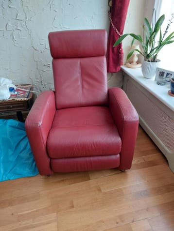 Rode leren relaxfauteuil