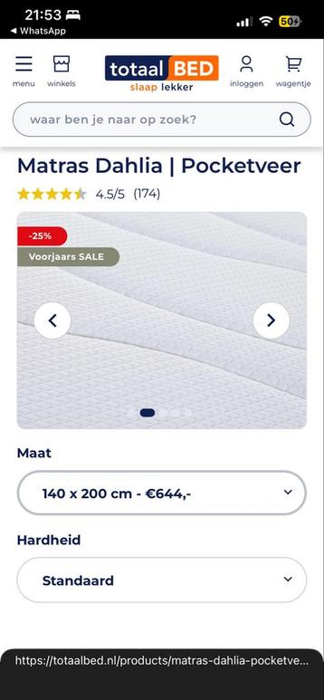 Gratis Matras 140x200 - Dahlia Pocketveer