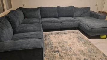 Grote velvet hoekbank - 3x4 meter - Gebruikt