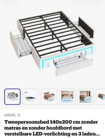 Tweepersoonsbed 140x200cm zonder matras
