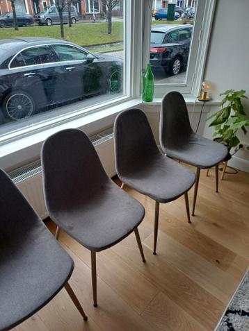 Grijze Stoffen Eetkamerstoelen - Set van Vier