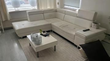 Witte moderne hoekbank kunstleer GRATIS!