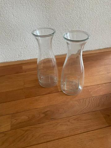 Twee glazen waterkannen