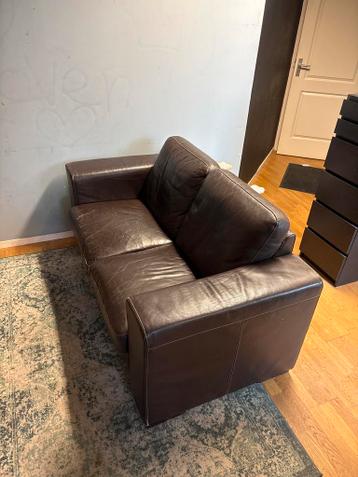Bruine leren bank - 3 zits