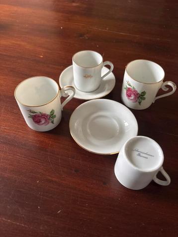 Porseleinen kopjes. Met schoteltjes van Schwarzenham Bavaria