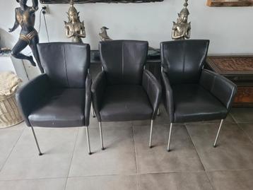 6 leren eetkamerstoelen