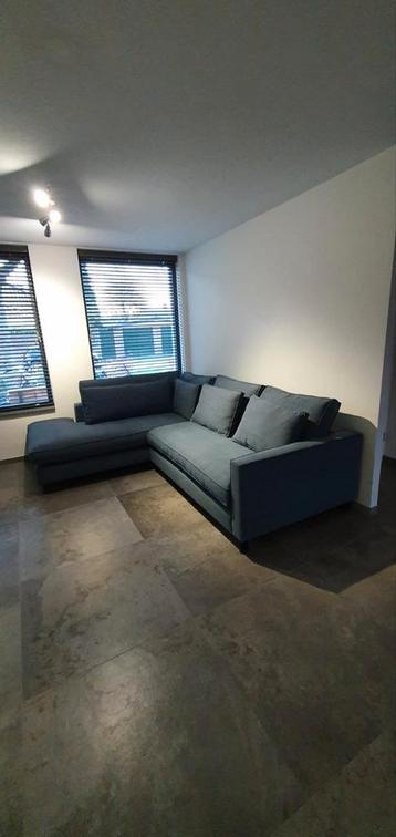 Hoekbank met lendekussens, jeansblauw