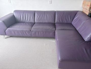 Lila lederen hoekbank - Vierpersoons
