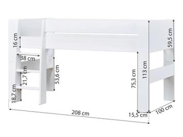Halfhoogslaper wit, inclusief matras