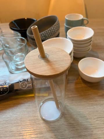 Nieuwe bamboe drinkbeker met rietje - 400ml