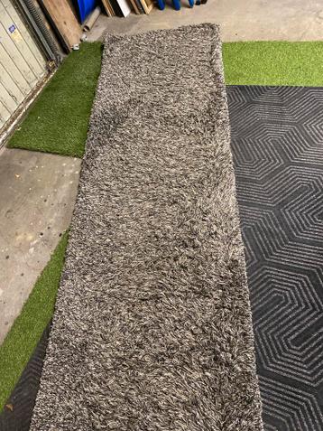 Grijs vloerloper hoog polig