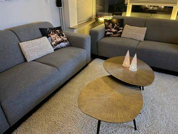 Twee comfortabele 2,5-zits banken - grijze stof