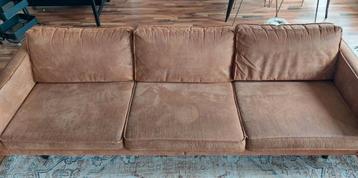Bruine 4-zits bank van kunstleer