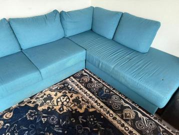 Blauwe hoekbank - stan goed