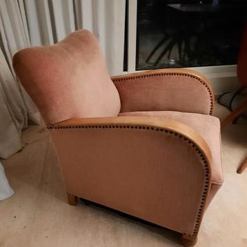 GRATIS op te halen vintage velvet fauteuil oud rose