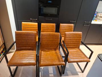 Set van 6 eetkamerstoelen (cognac)