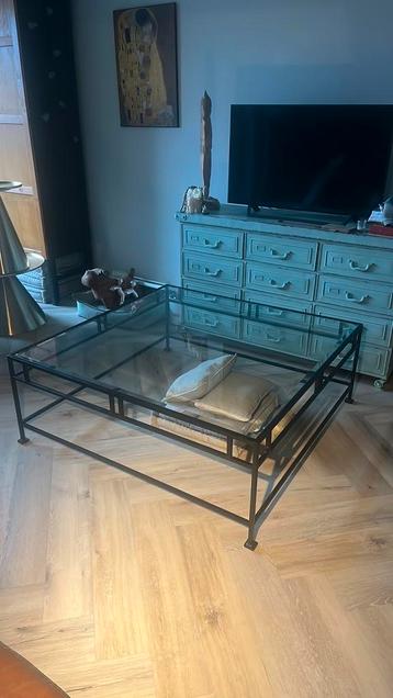 Gratis salontafel metaal/glas 120x120