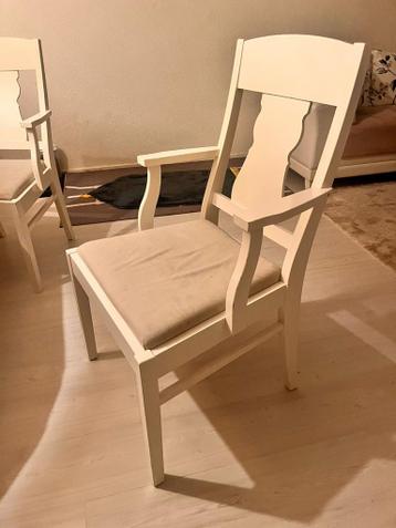 Gratis ophalen Witte Houten Stoel met Armleuning