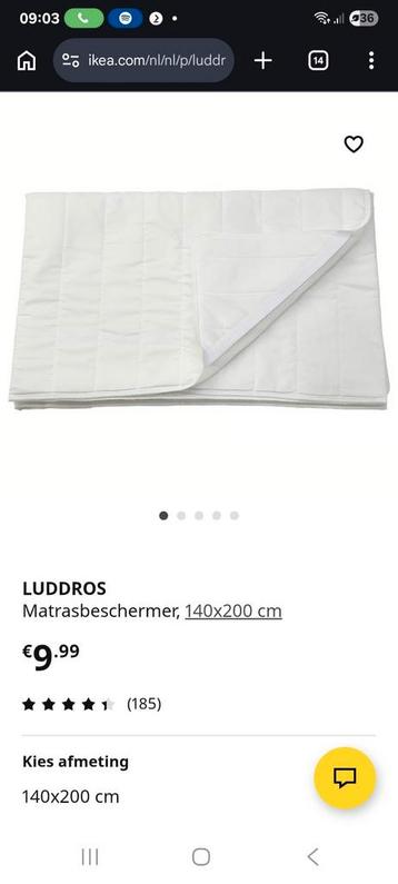 Matrasbeschermer 140x200 nieuw