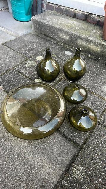 Glaswerk vazen - groene set
