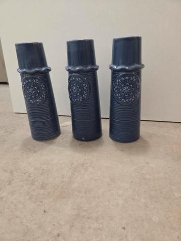 Set van 4 blauwe vazen