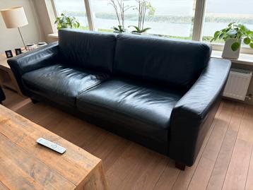 Gratis! Bankstel 2 en 3-zits, zwart, echt leer