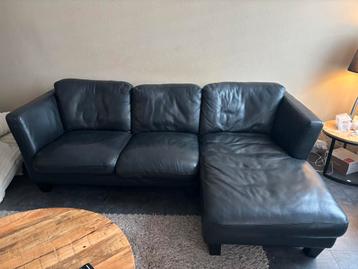 Gratis afhalen!!! Zwart lederen bank met stoel