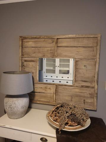 Nu gratis!! Spiegel met steigerhouten frame - 110x96 cm