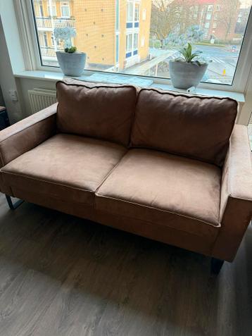 Cognac leren tweezitsbank - lichte schade